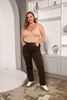Picture of CURVY GIRL BROWN TAILORED STRAIGHT LEG TROUSERS